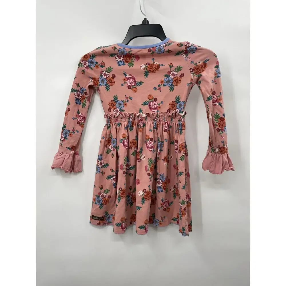 Matilda Jane Lots To Learn Dress Girls Size 6 Long Sleeve Pink Floral Dress
